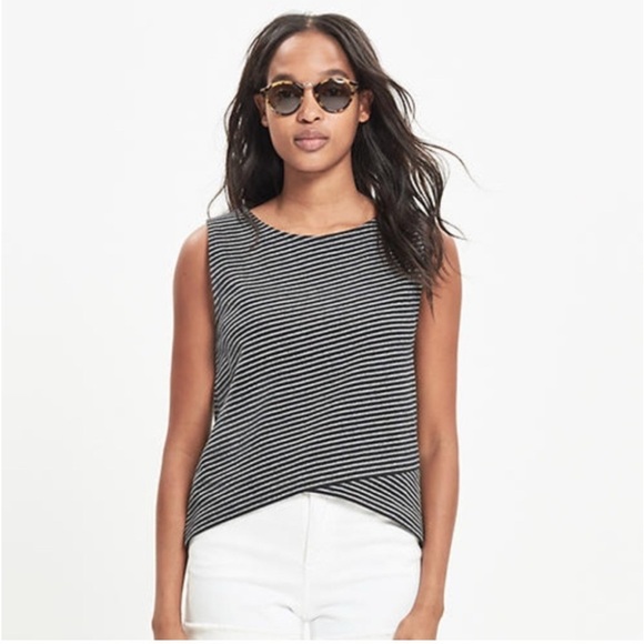 Madewell Striped Crossover Gray Black Striped Cropped Tank Size XS - Picture 3 of 8